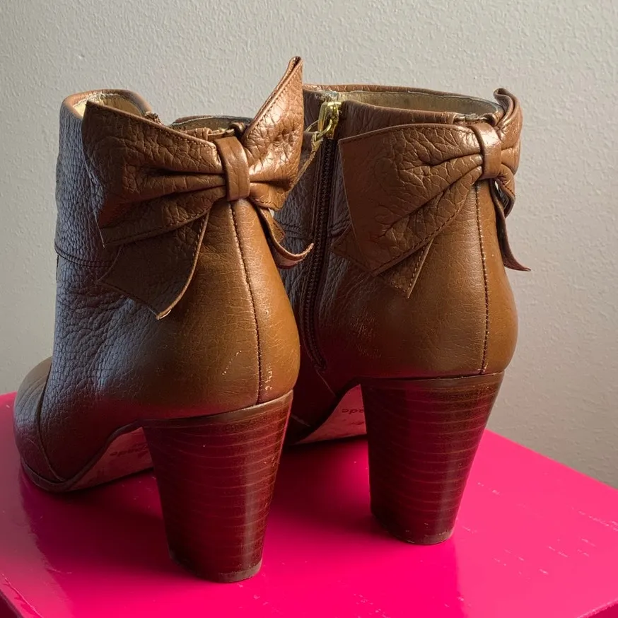 Kate Spade Caty Cognac Tumbled Leather Booties size 7 - Image 3