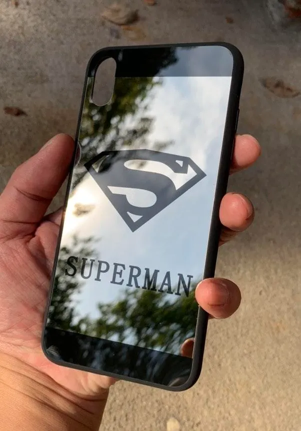 NEW iPhone XS Max Cute Superman Reflective Mirror Case Black - Image 4