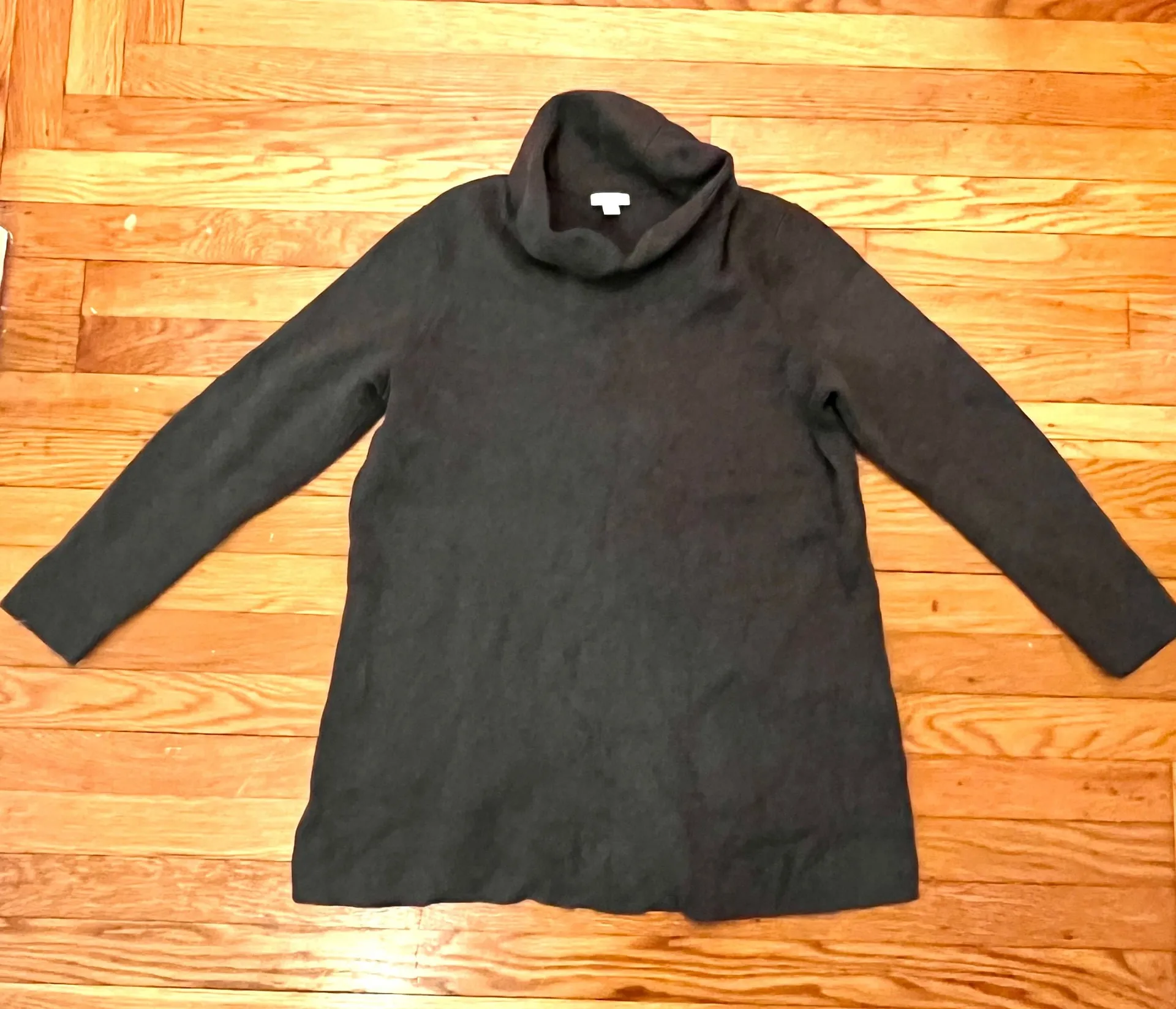 J.Jill Charcoal Gray Cowl Neck Sweater Dress Tunic Side Slits Medium Casual Chic - Image 2