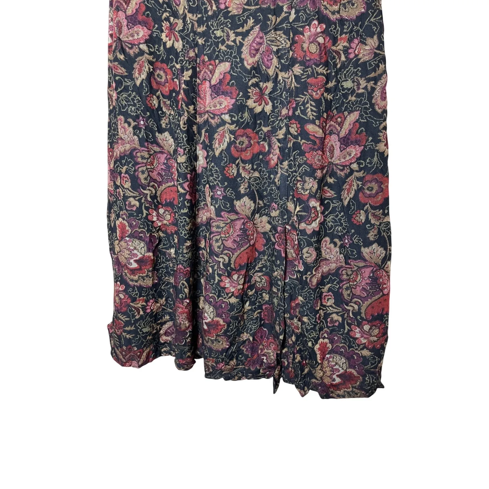 Vintage First‎ Option Floral Midi Skirt Black Red Women's Size P/M - Image 3