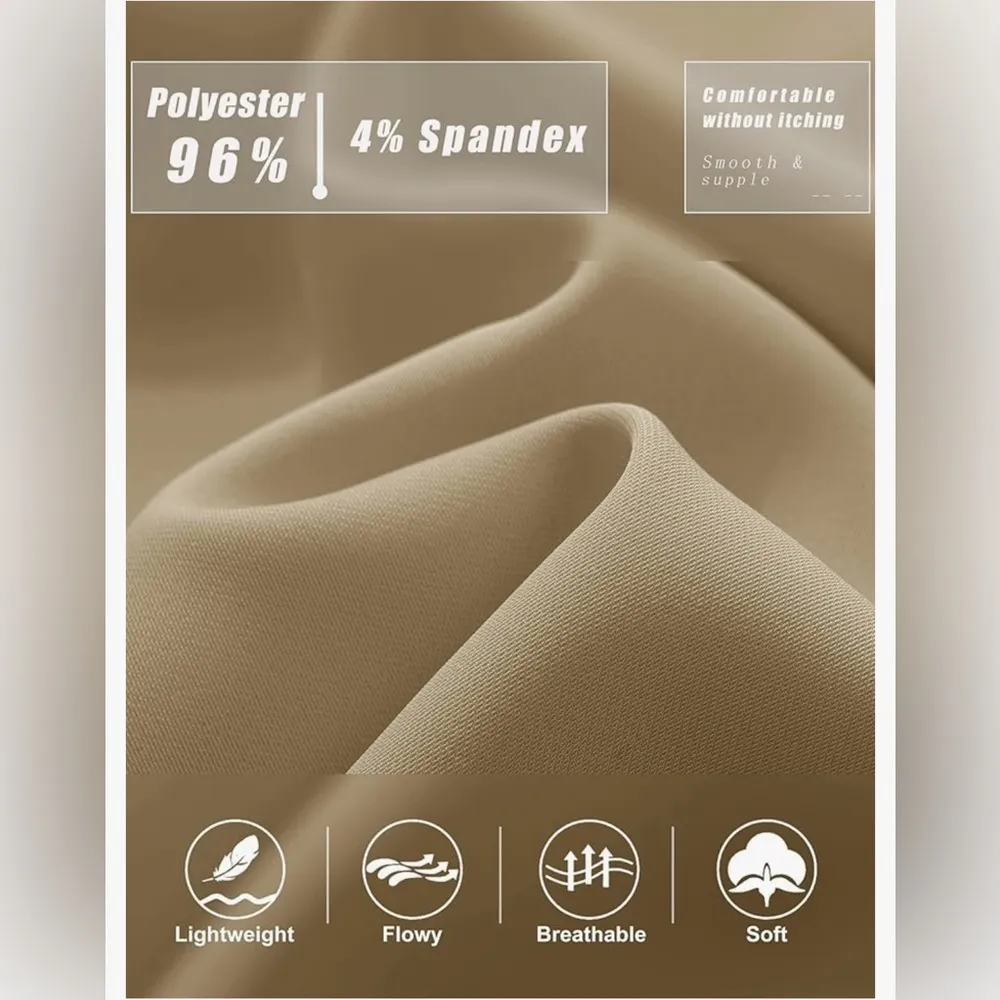 NEW Wide Leg Pants Career Dress Pants High Waisted Trousers Pockets XL Tan - Image 7