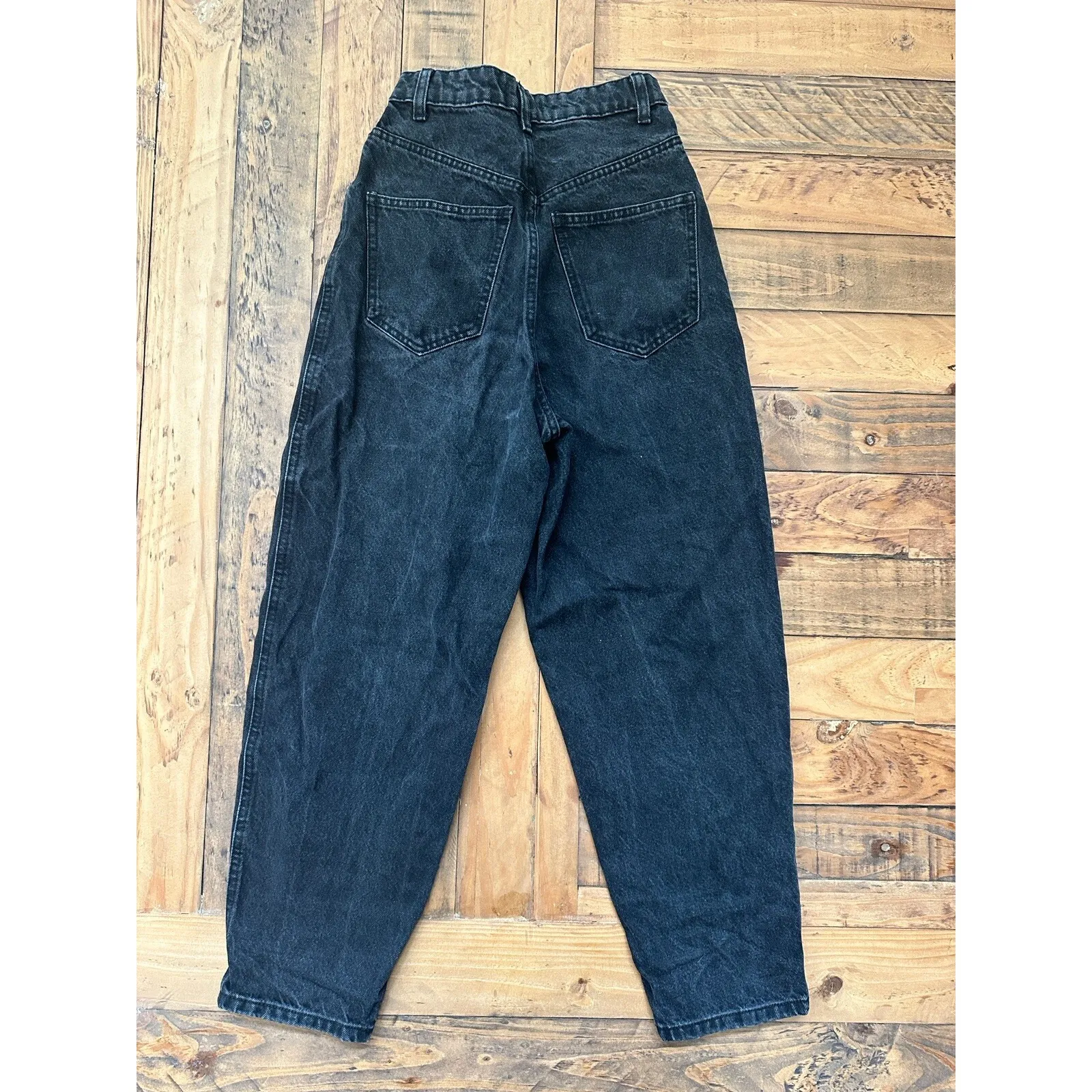 #17 Zara Jeans Black High Rise Balloon Pleated, Size: 0 - Image 4