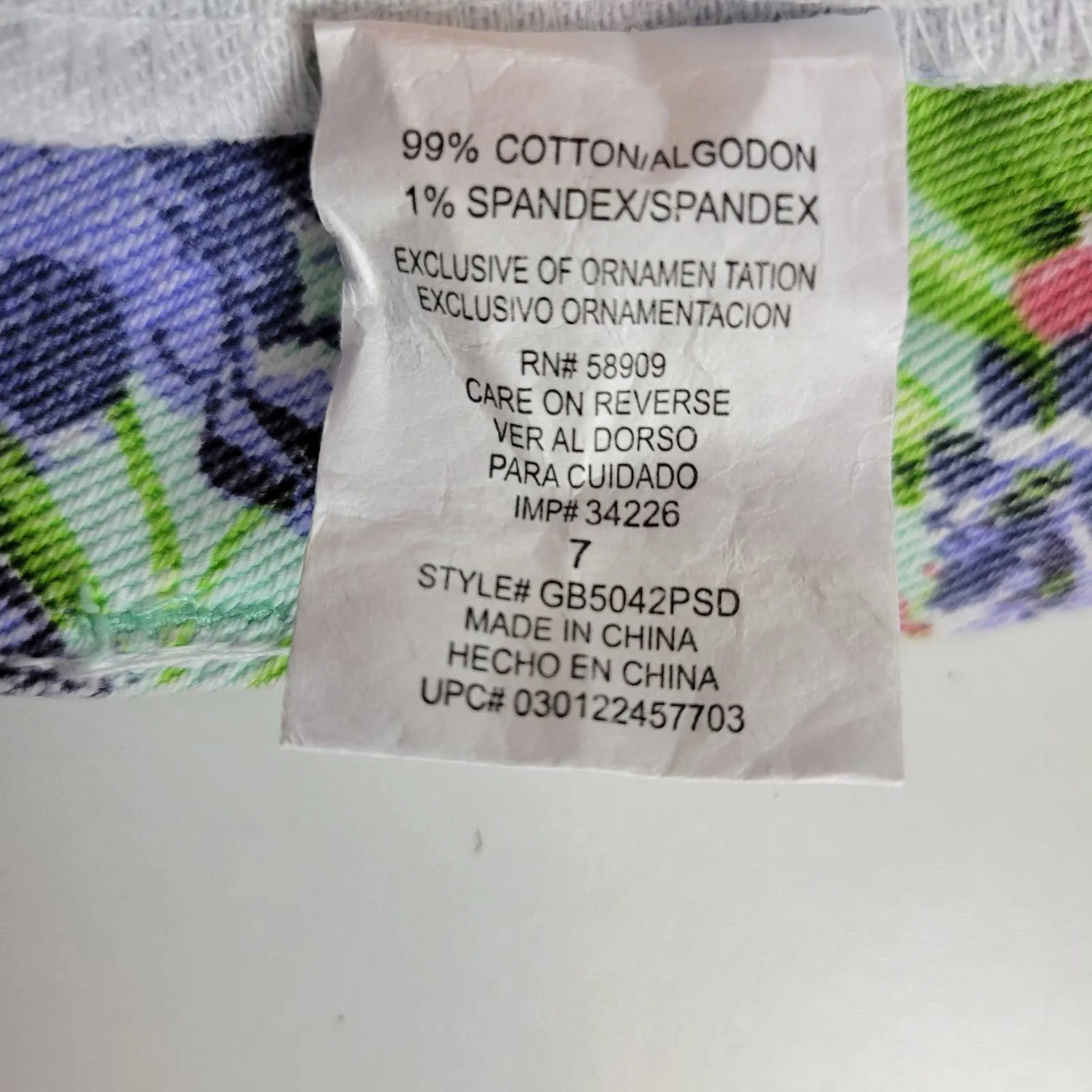 GB Womens Jean Shorts Size‎ 7 Multicolor Floral Button/Zip Closure Cutout Denim - Image 5