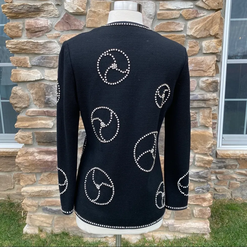 🌹HP🌹B. Altman Wool Vintage Rhinestone Blazer Black Size M - Image 6