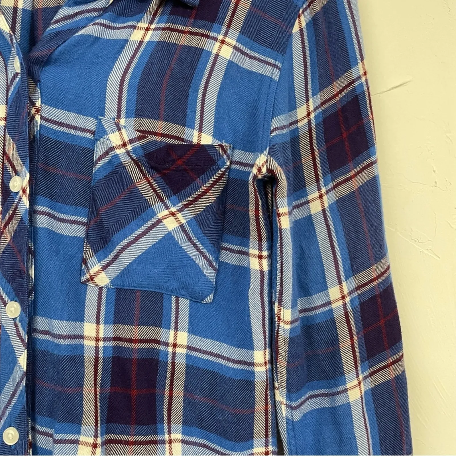 Rails Blue Plaid Hunter Long Sleeve Button Down Shirt Womens XS Fall Classic - Image 2