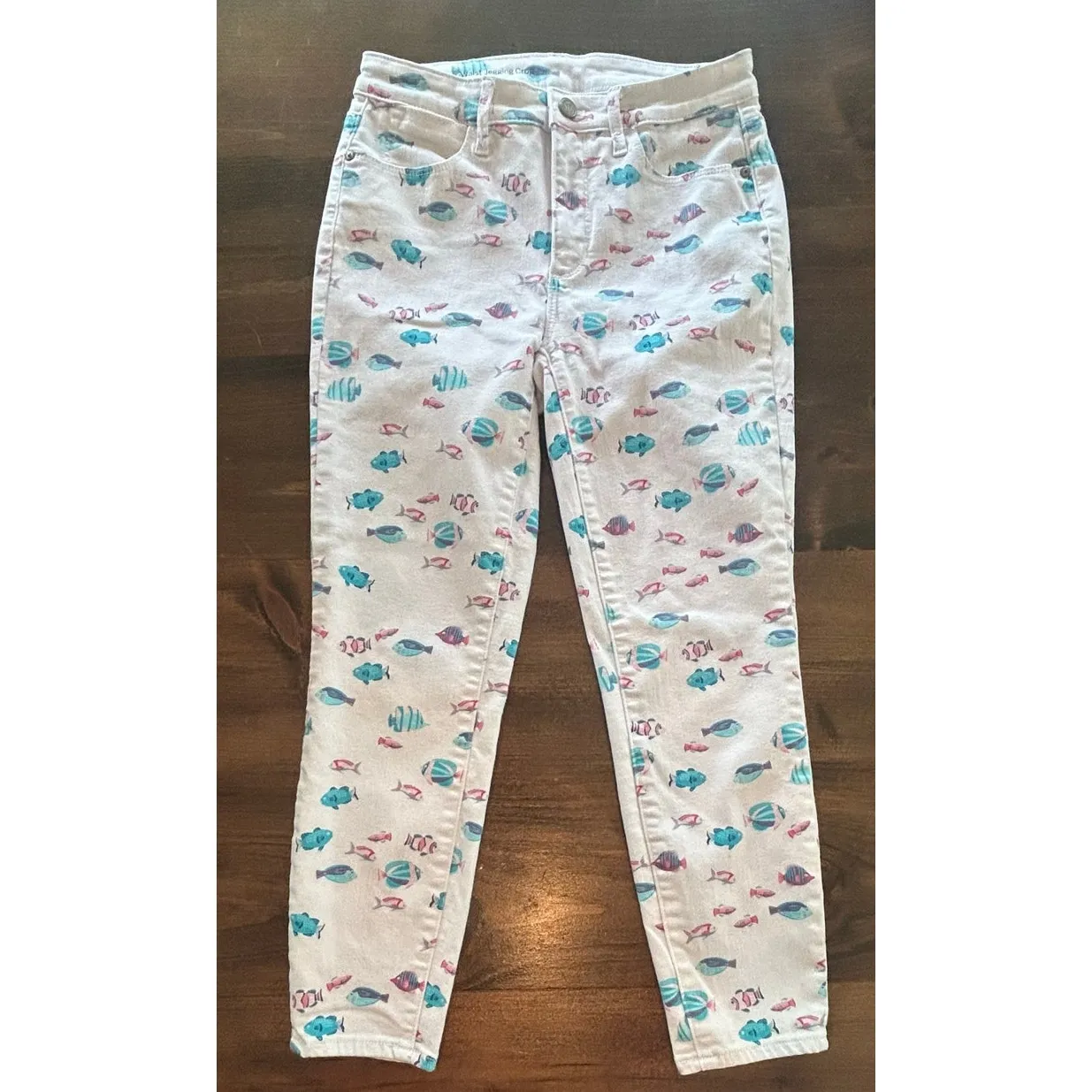Talbots Flawless High Waist Jegging Crop Fish Print‎ Denim Pants Women's Size 2 - Image 2