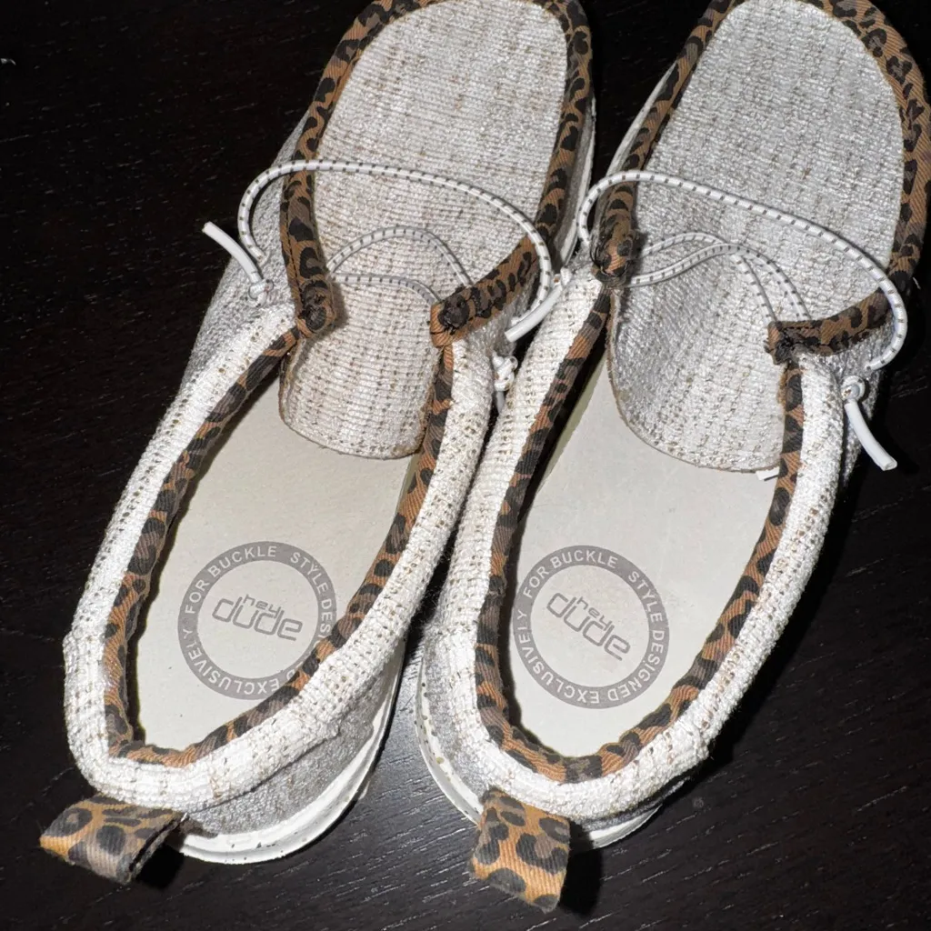 Hey Dude Beige and Leopard Accent Shoes - Image 2