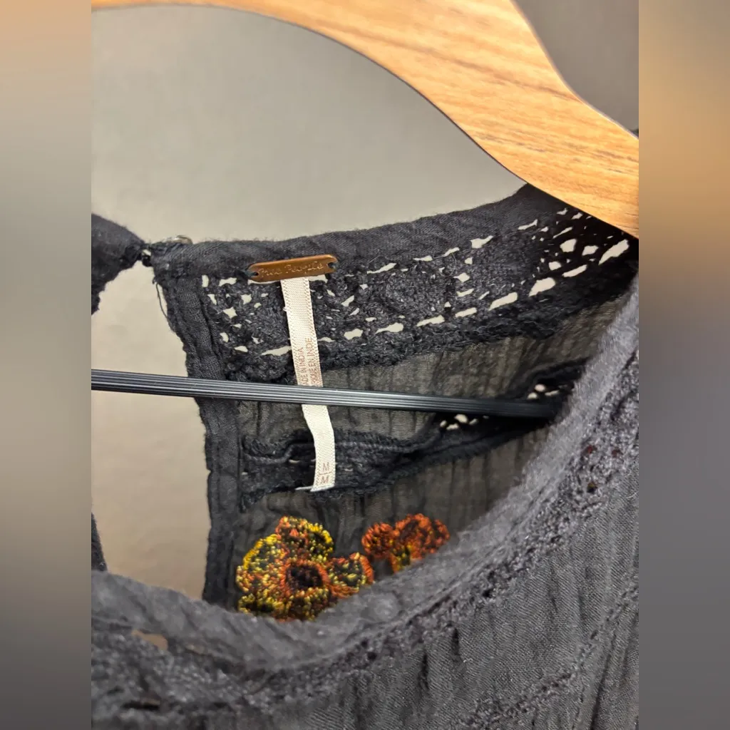 Free People Perfectly Victorian Embroidered Orange Yellow Floral Dress Size M - Image 11