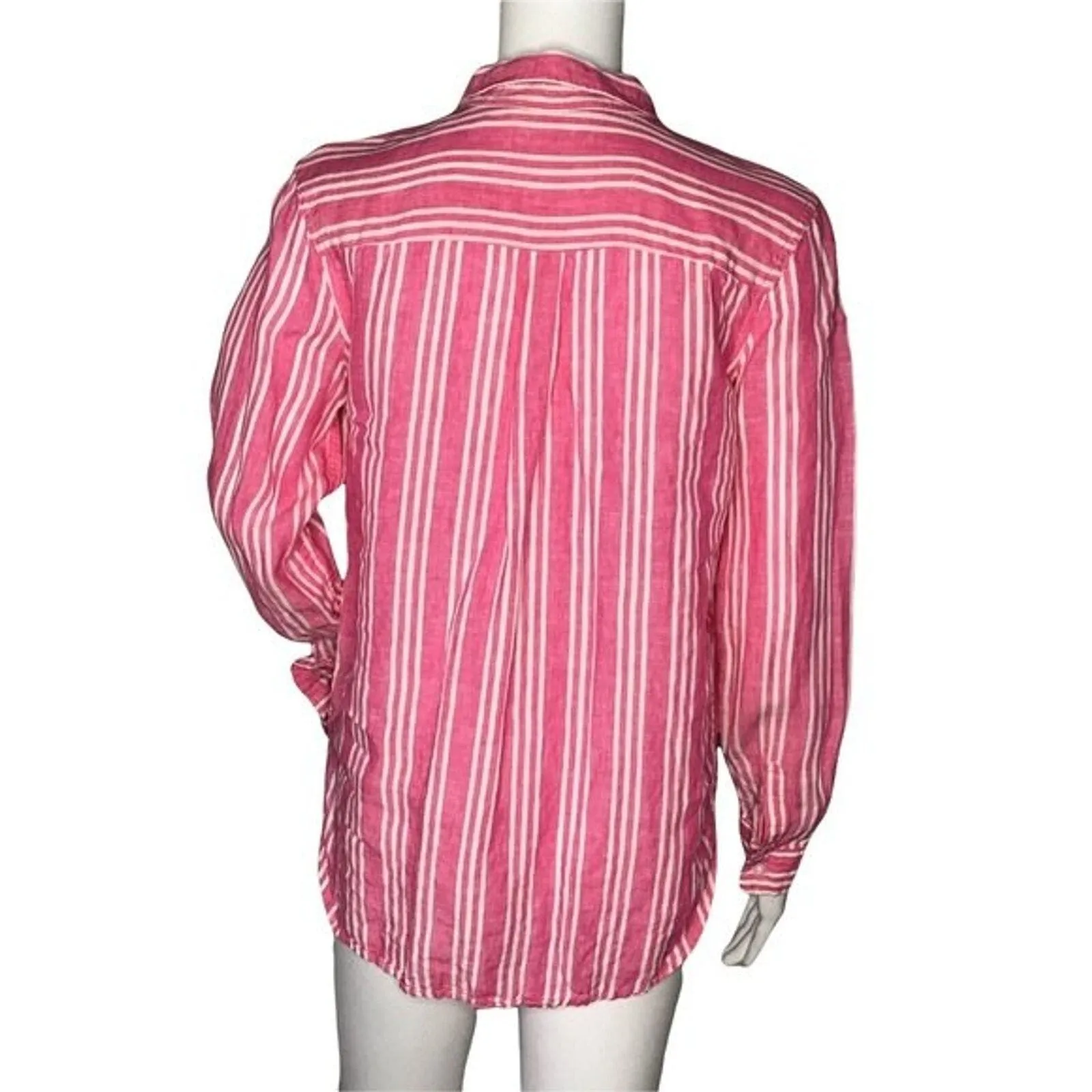 Boden Shirt Womens 4 Pink White‎ Stripe Button Up Blouse Casual Beach Preppy - Image 3