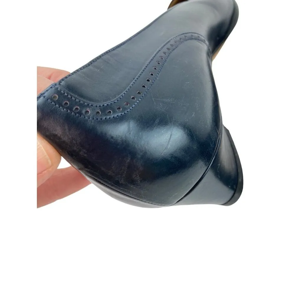 *Vintage Cole Haan Tensile Air  Cap Toe Pumps Size 10AA Blue Classic Navy Italy - Image 10