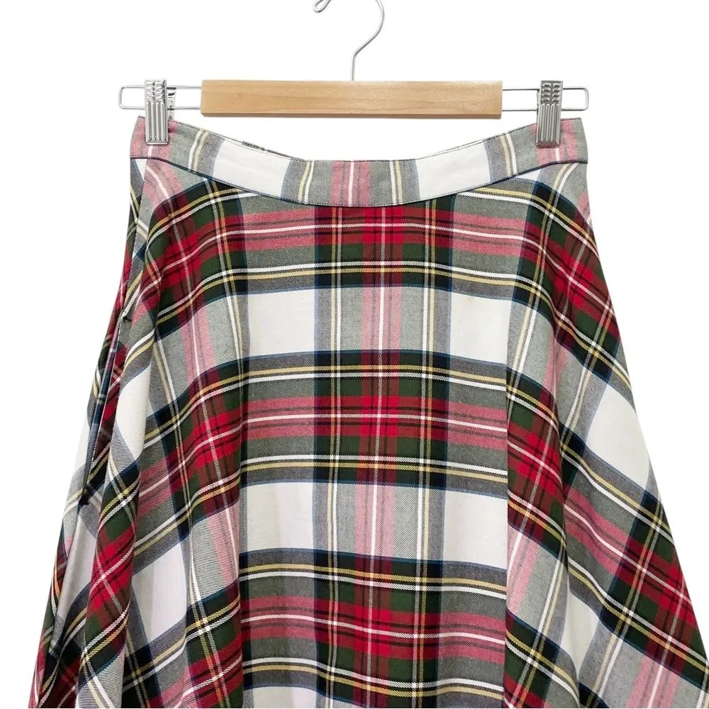 Hell Bunny Vixen Plaid Midi Skirt Red Green Tartan Swing Circle Skirt Size Small - Image 5