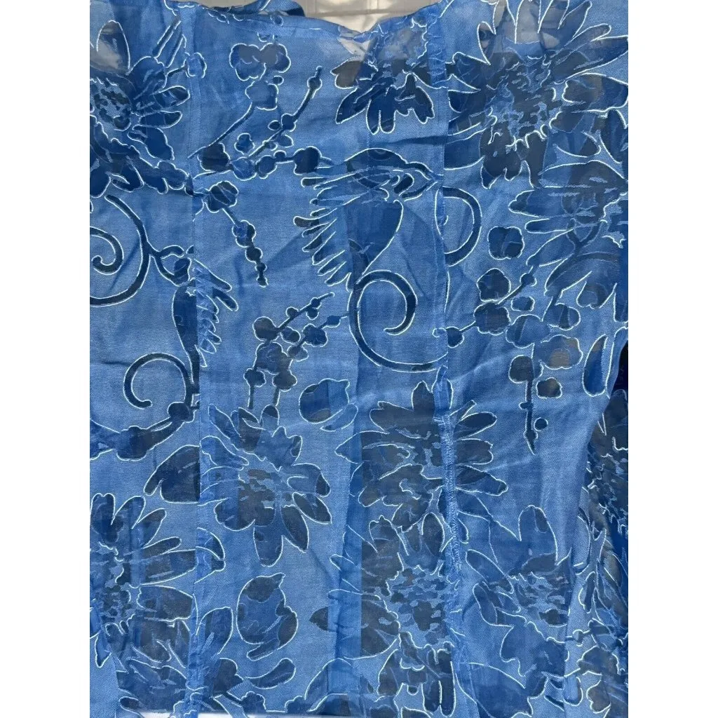 Susan Graver Sheer Floral Zip Up Shirt Jacket Size Small Blue Lightweight - Image 12