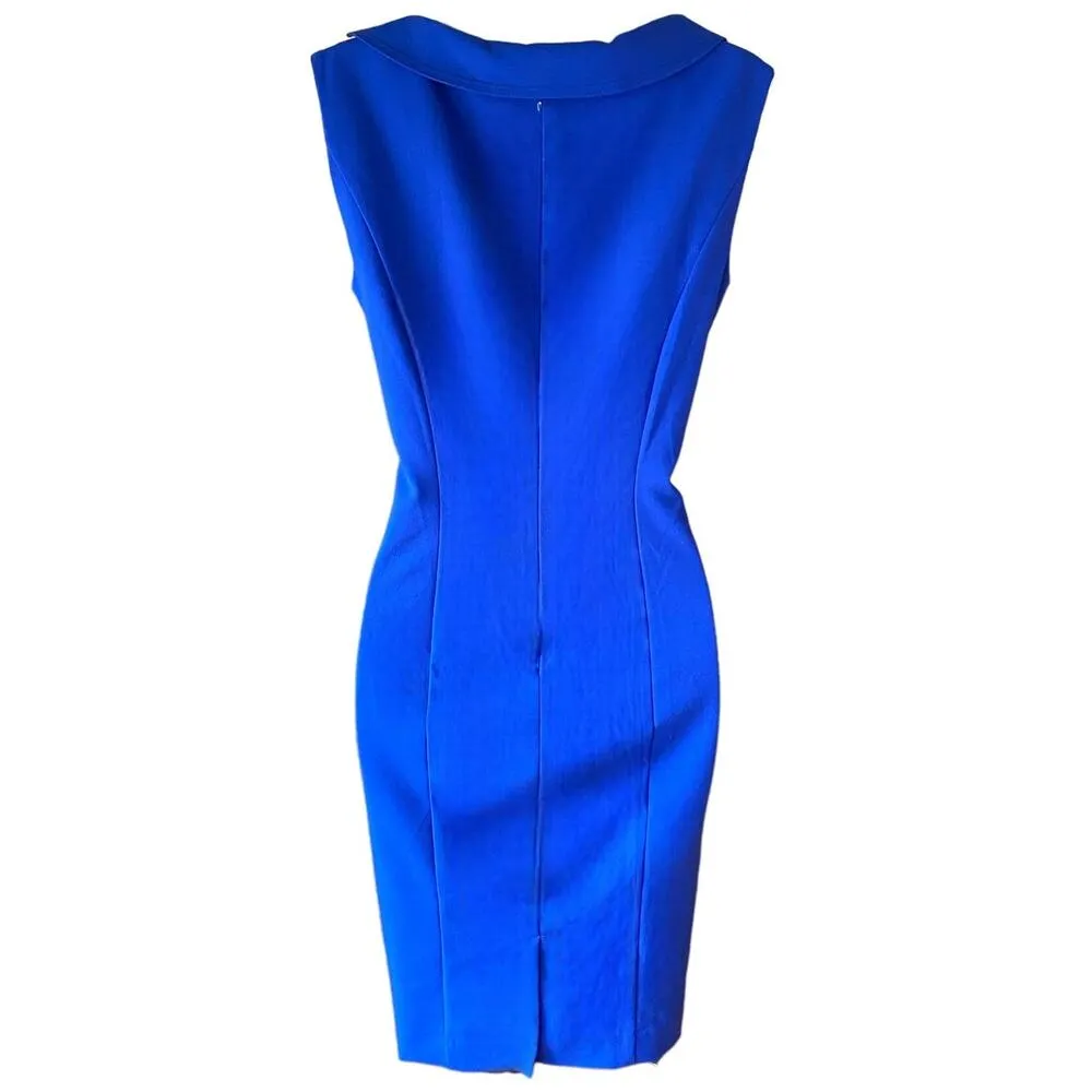 CALVIN KLEIN Royal Blue Sleeveless Fitted Summer Ruffle Dress ~ Women's Size 6 - Image 2