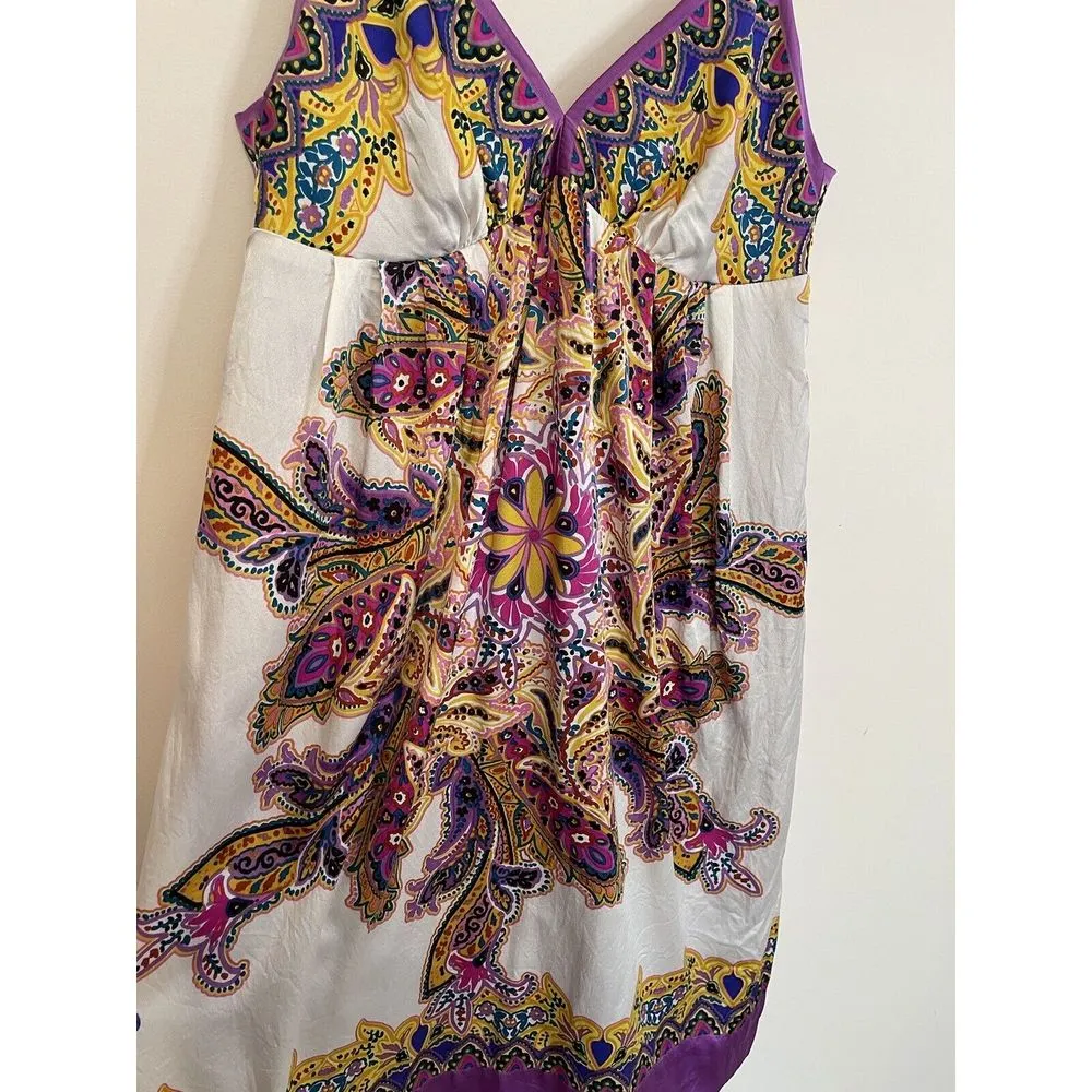Eci New York Dress‎ size 2 Silky Slip Babydoll Purple Paisley Boho - Image 5