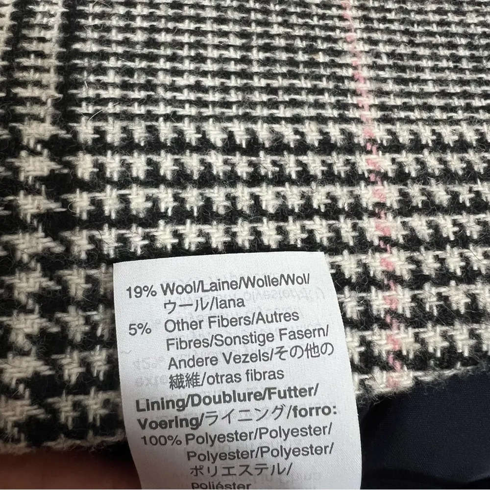J. Crew Boyfriend Blazer Jacket Glen Plaid black white pink Sz 6 - Image 8