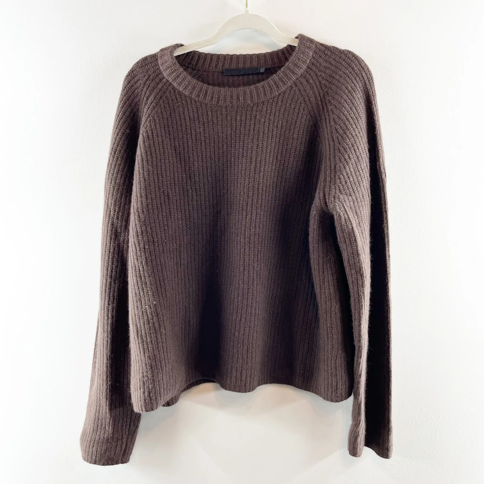 Jenni Kayne Cashmere Crewneck Pullover Fisherman Sweater Chocolate Brown XXL - Image 3