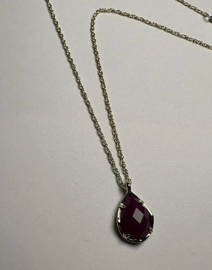 Kendra Scott Purple Pendant Silver Tone Necklace Adjustable Length NWT - Image 2