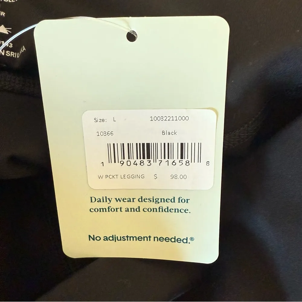 NWT Tommy John Pocket Leggings Black Size Large - Image 2