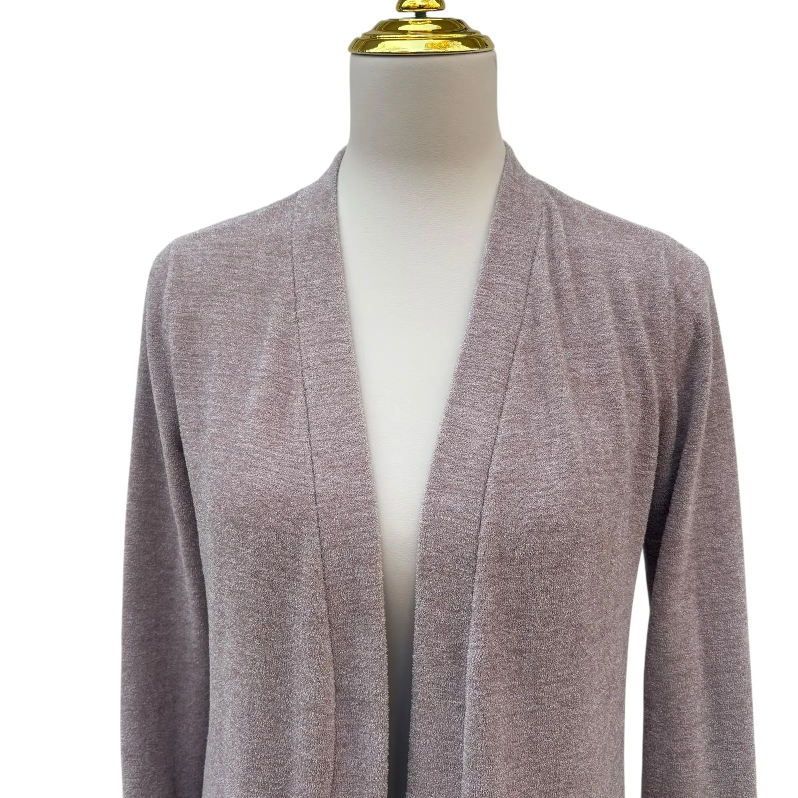 Barefoot Dreams Santa Monica Long Cardigan CozyChic Ultra Lite Sz XS Mauve - Image 2
