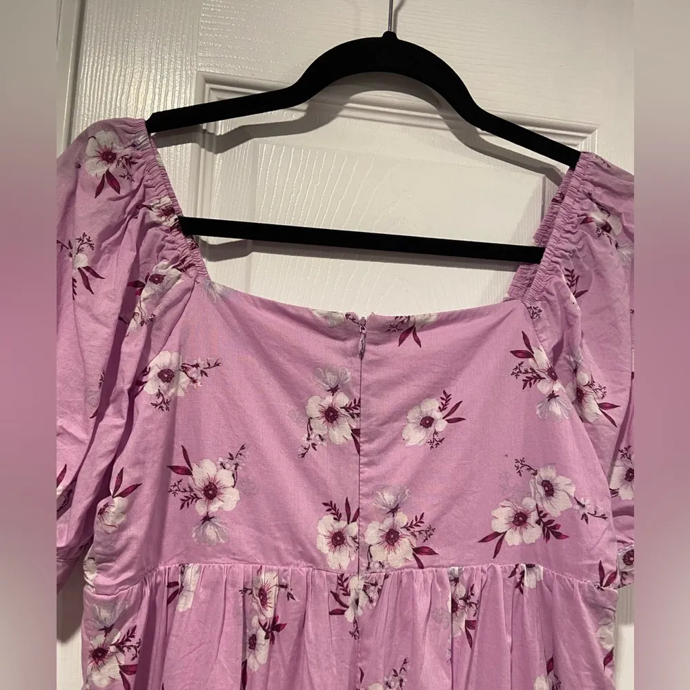 Francesca’s Mi Ami Size S Lavender Floral Puff Sleeve Scoop Neck Babydoll Dress Purple - Image 13