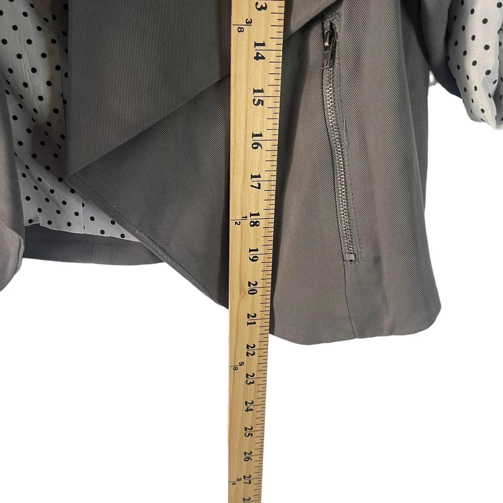 41 Hawthorn Size Small Grey Office Career‎ Drape Front Moto Open Front Blazer Gray - Image 8