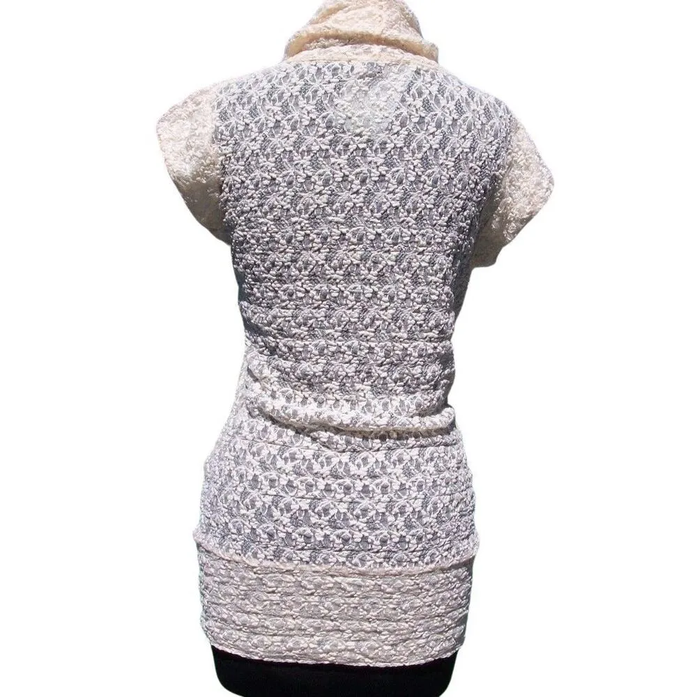 Cache CREAM Stretch Lace Pucker Body Hugging Top New Tunic Dress Neck $98 NWT - Image 3