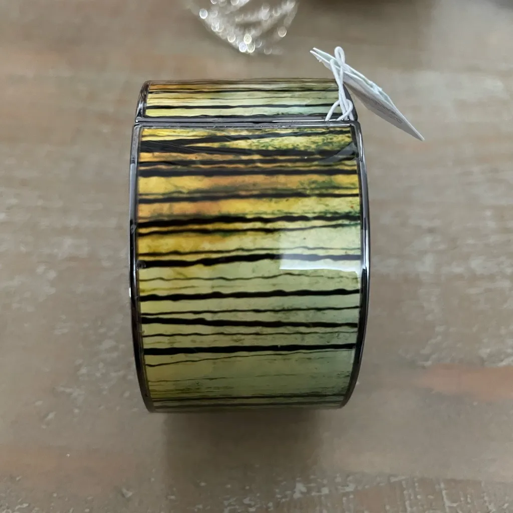 Lia Sophia Striped Stretch Green and Black Statement Bracelet - Image 4