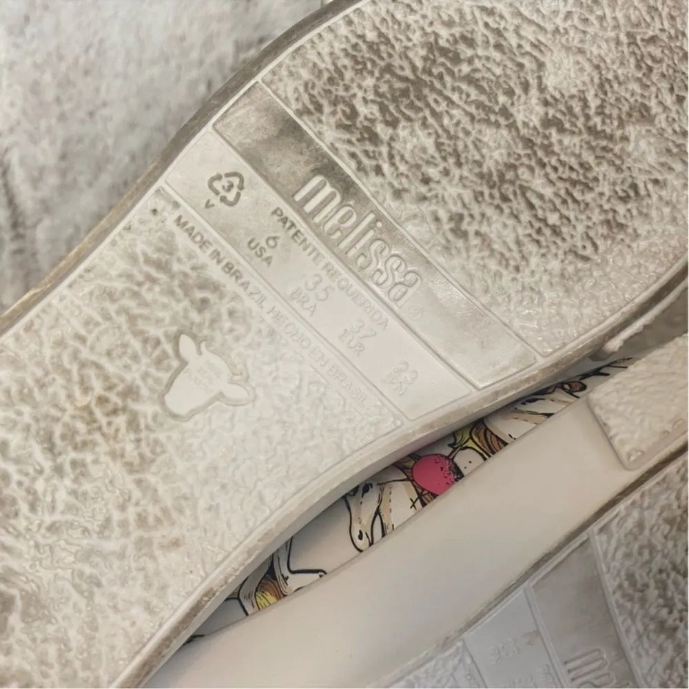 Melissa Ground Slip On Womens Size 6 White Unicorn Low Casual Sneaker Shoes - Image 9