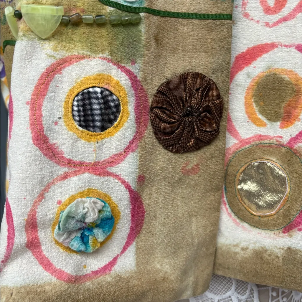 Handmade Artsy Vest, Funky Abstract Print, Colorful Patterned Vest Eclectic EUC - Image 11