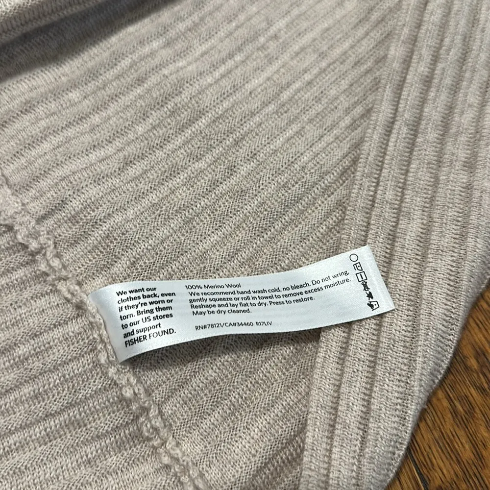 NWOT Eileen fisher ribbed duster open cardigan 100% merino wool taupe gray Large - Image 5