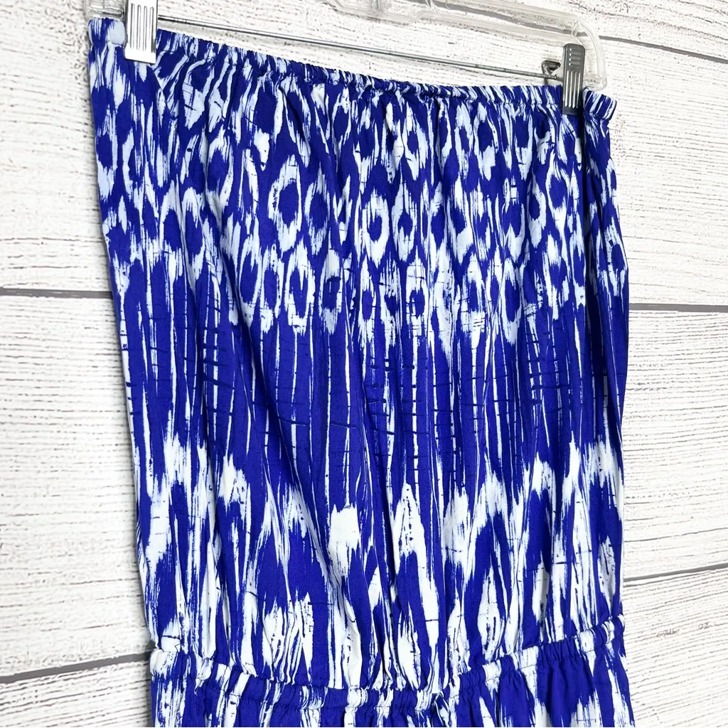 Tommy Bahama Blue & White Boho Strapless Jumpsuit Size Small Beach Travel Summer - Image 4