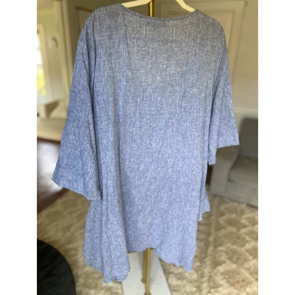 For Cynthia Linen Tunic Dress Mini Lightweight Minimal Coast Vaca Resort Wedding - Image 3