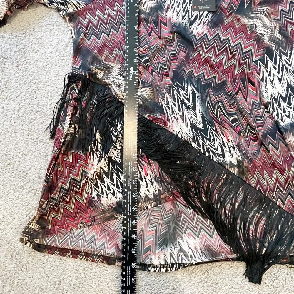 NWT Michael Tyler Shirt Womens XXL Black Asymmetrical Fringe Tiered Office Travel - Image 9