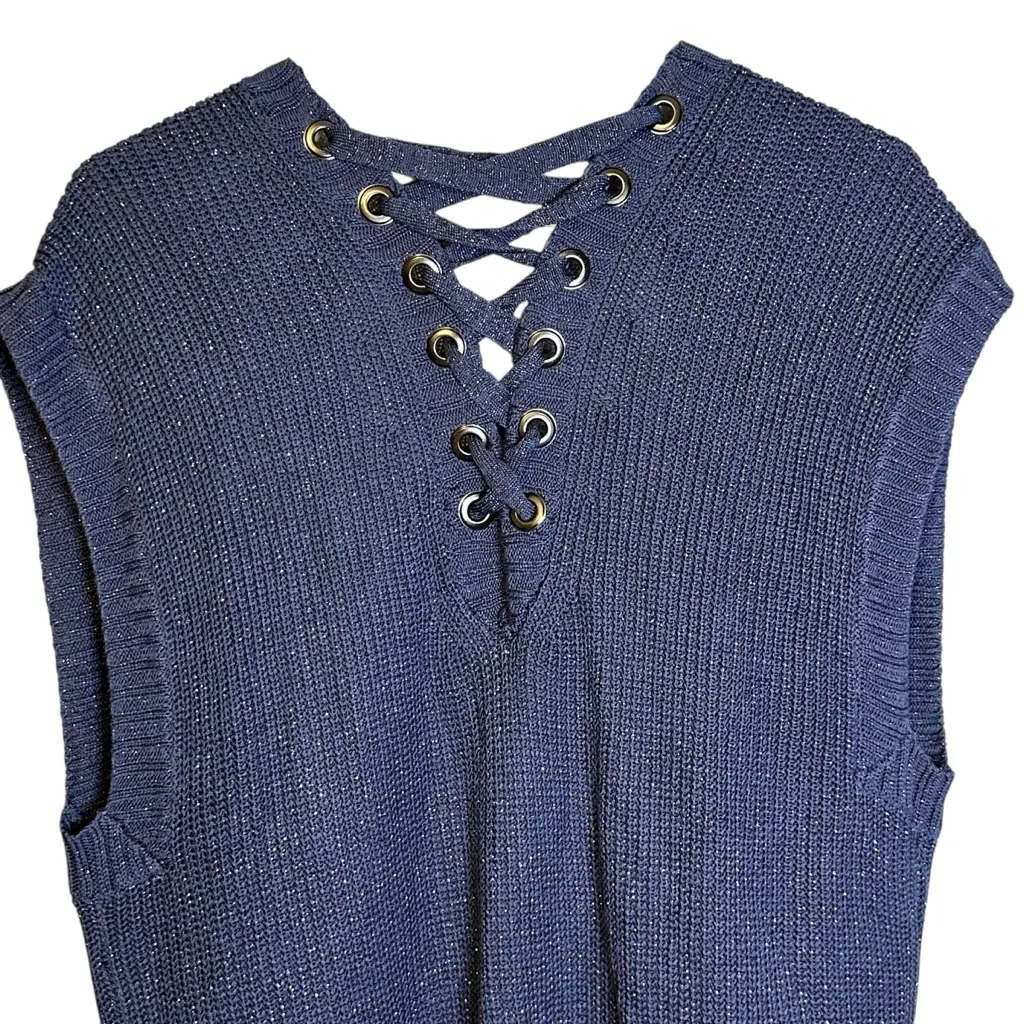 Chico’s Lace Back Maureen Sleeveless Sweater Vest‎ Blue NWT Sz 3/US XL 570181760 - Image 10