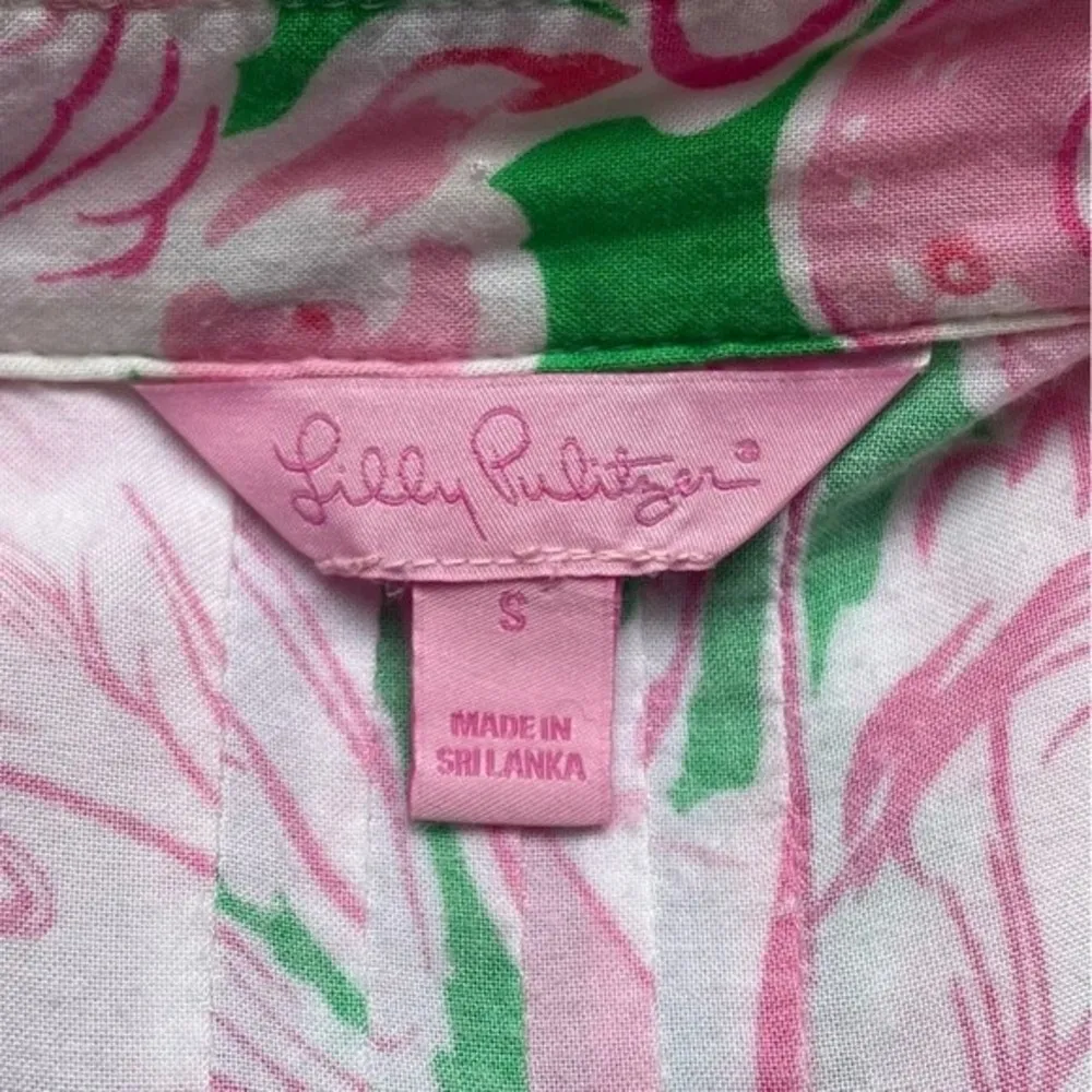 Lilly Pulitzer Pink Flamingos 3/4 Sleeve Tunic Tropical Print Women’s Size Small - Image 12