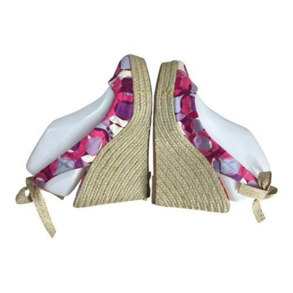 Coach Maritza Pink Purple Printed Slingback Platform Wedge Size 8B Open Toe - Image 4