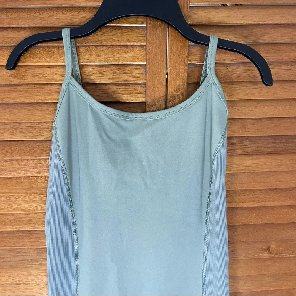 Aerie Offline Goals Ribbed Shorty Women’s Green Activewear Body Suit Sz M - Image 2