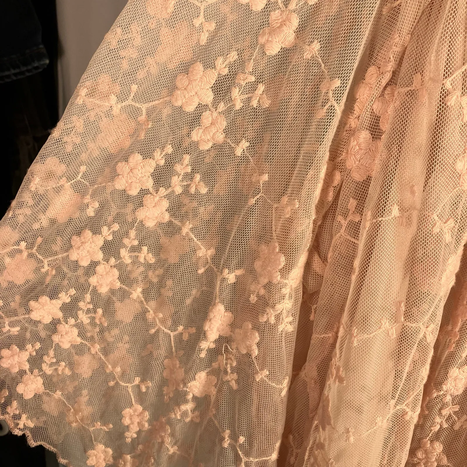 Suzanne Betro Blush Lace Embroidered Mesh Peasant Top 4X Floral Sheer Boho - Image 8