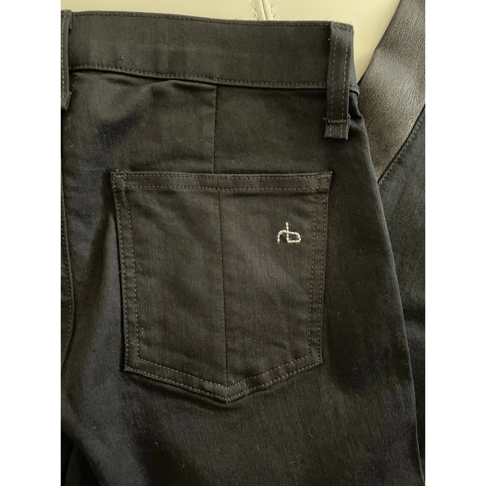 Rag & Bone Midnight Lambskin Inset Jodhpur Skinny Jeans 25 - Image 10