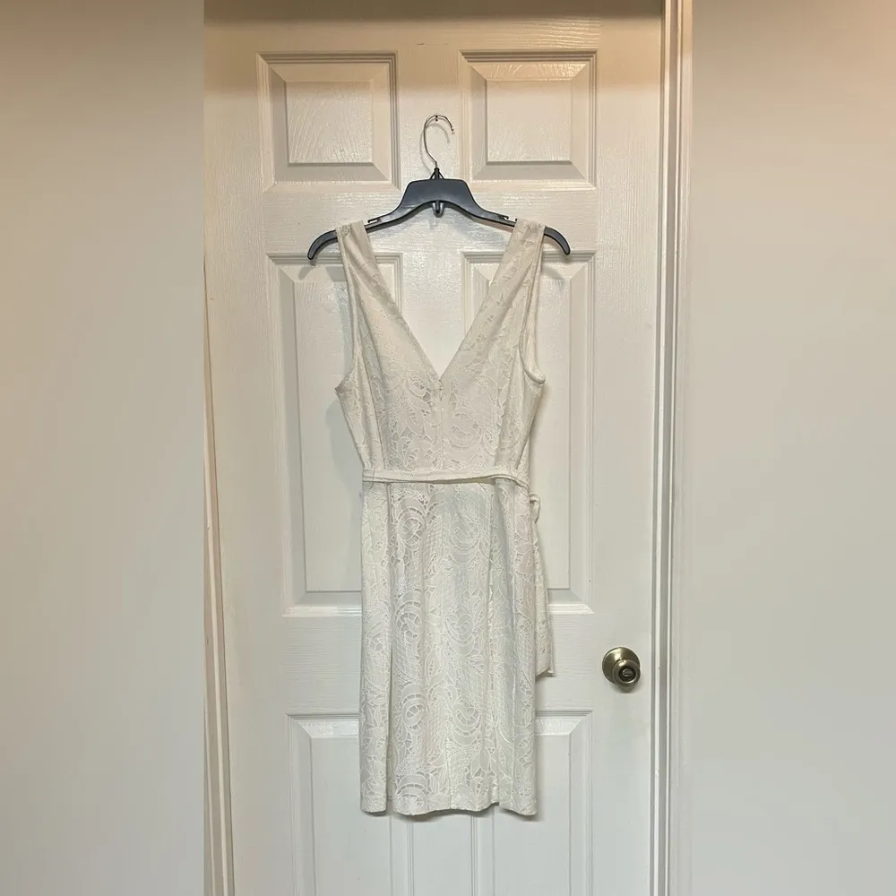 NWT Plenty Tracy Reese Diana Sleeveless Faux-wrap White Paisley Lace Dress Sz 12 - Image 3