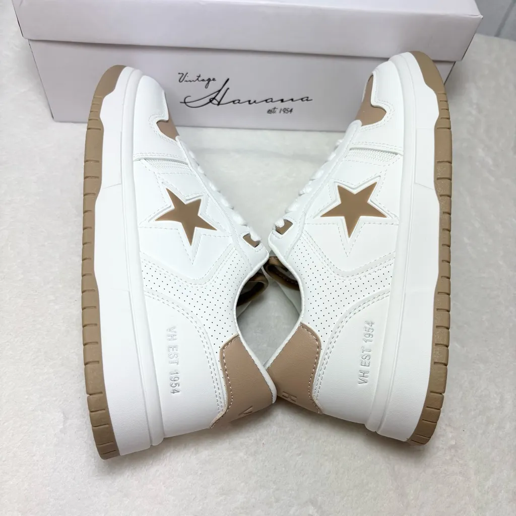 Vintage Havana White/NUDE Cream and Brown Star Sneakers Size 7.5 - Image 10