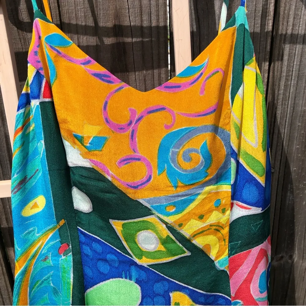 Abstract Silk Print Sundress S - Image 2