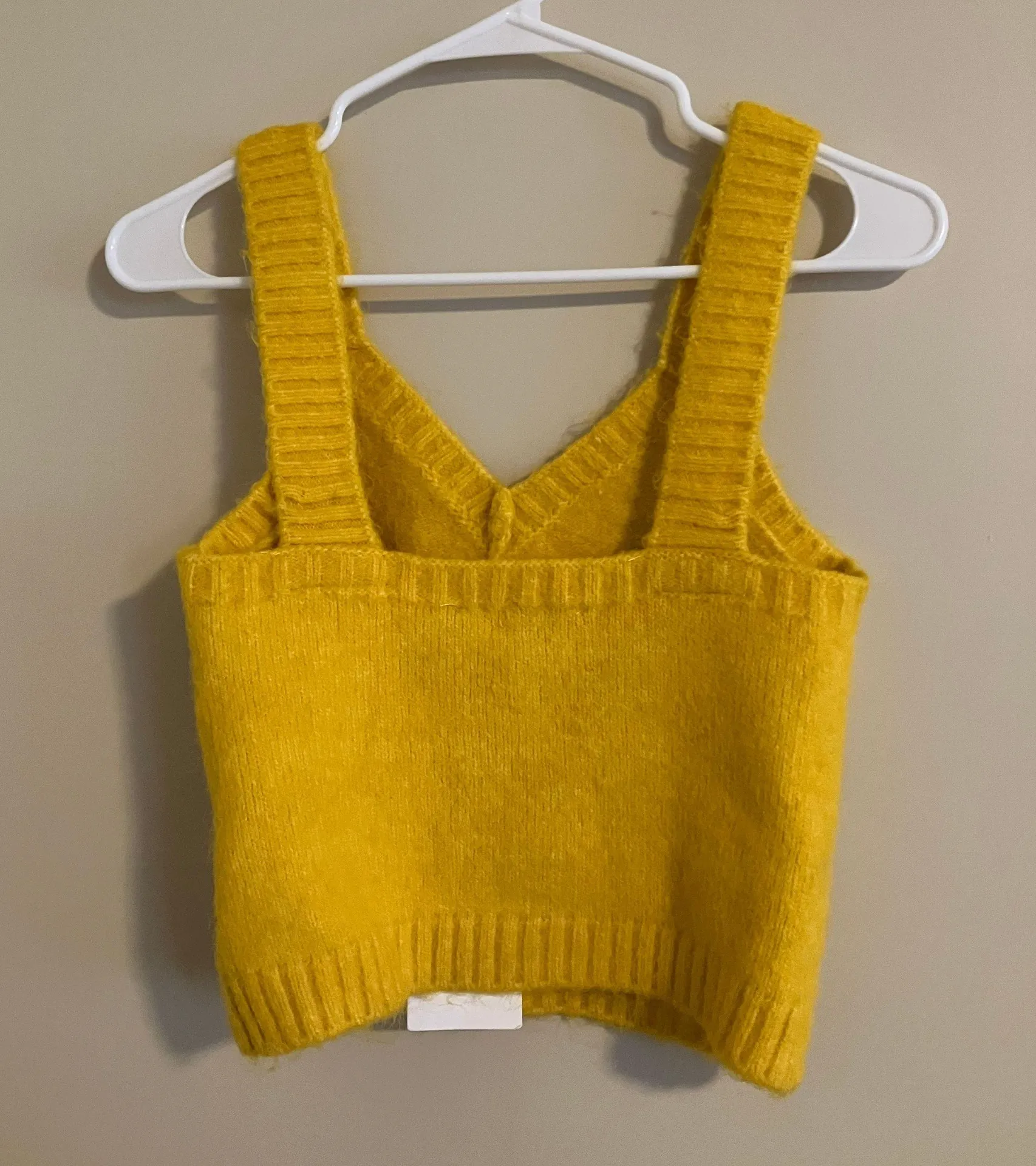 ZARA Sweater Tank Yellow Cropped Fuzzy Knit Size Large - Image 8