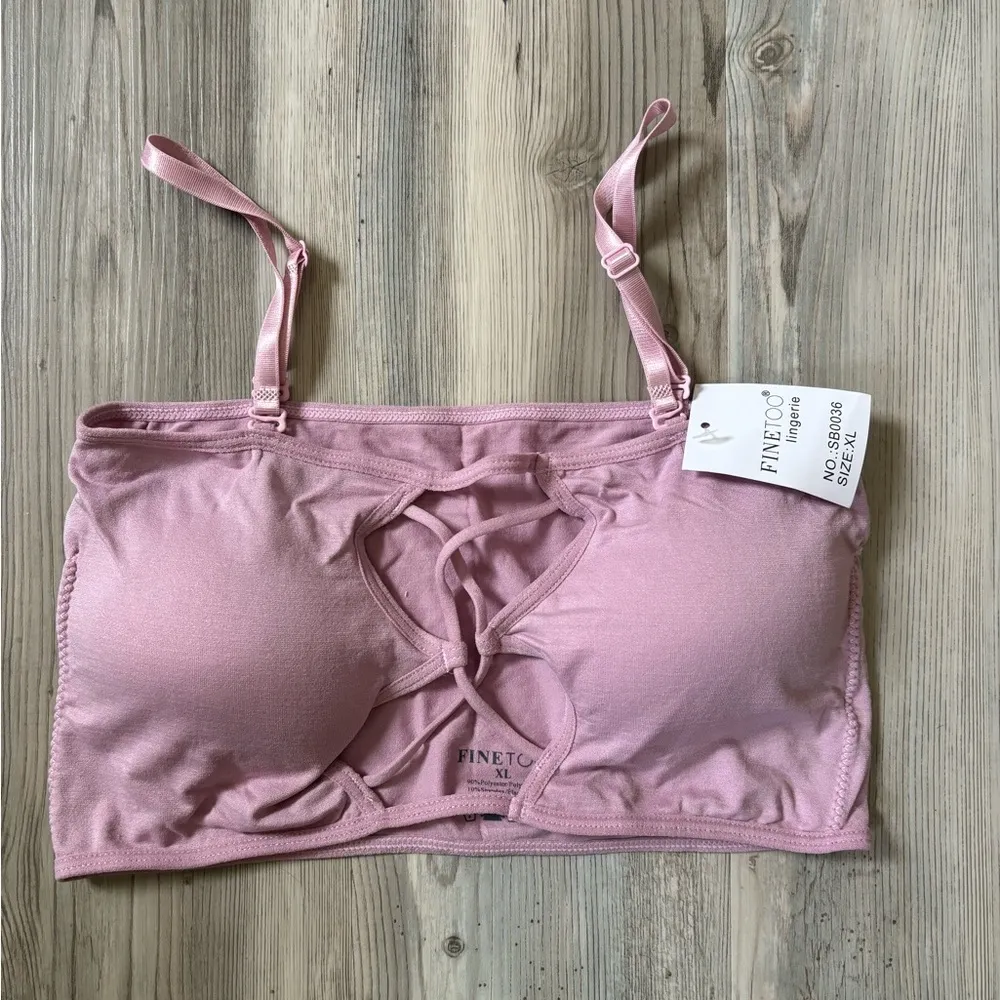 FineToo NWT XL Dusty Rode Bralette with adjustable straps and removable pads - Image 3
