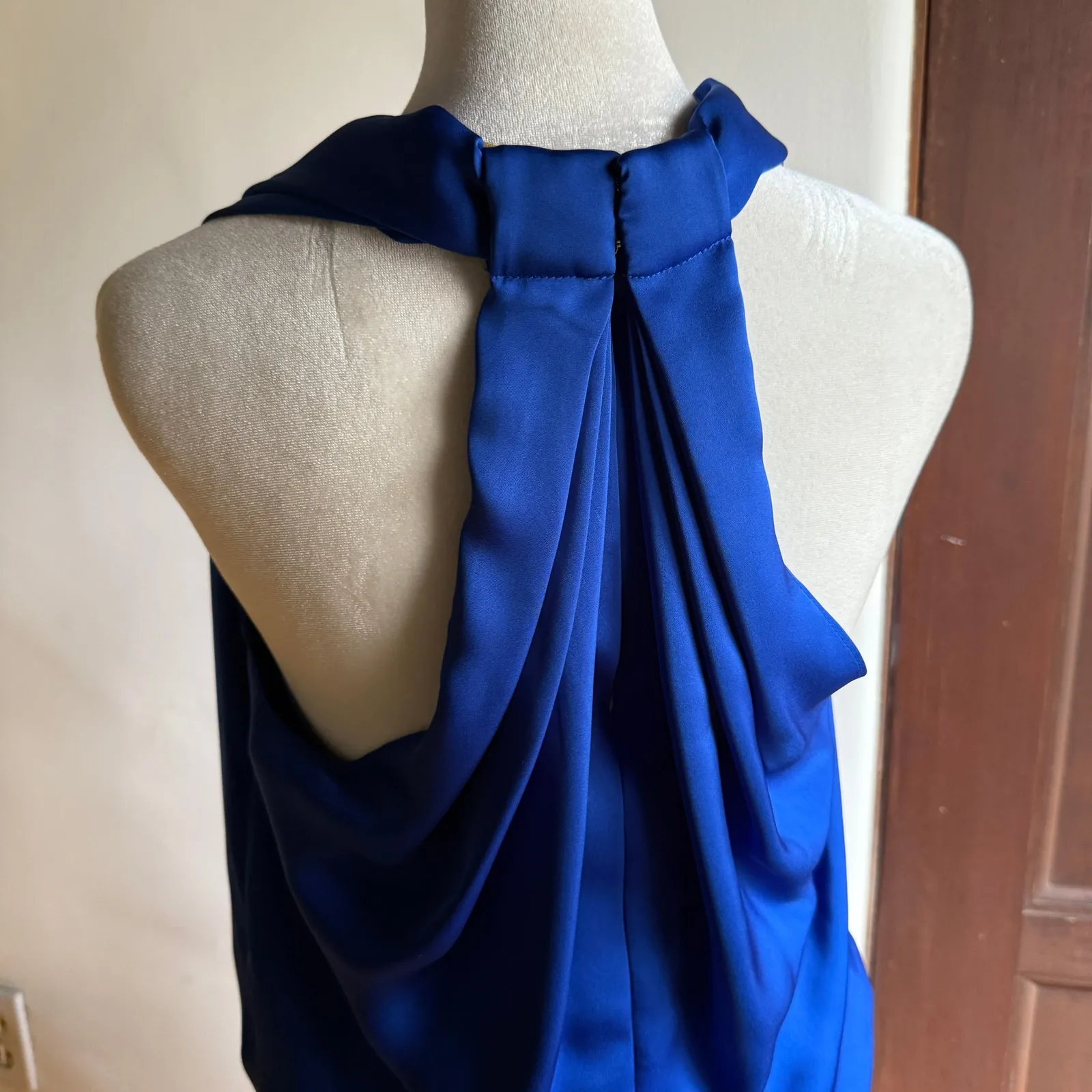RAMY BROOK Marie Knot Front Sleeveless Mini Dress Charmeuse Cobalt Blue | Medium - Image 5