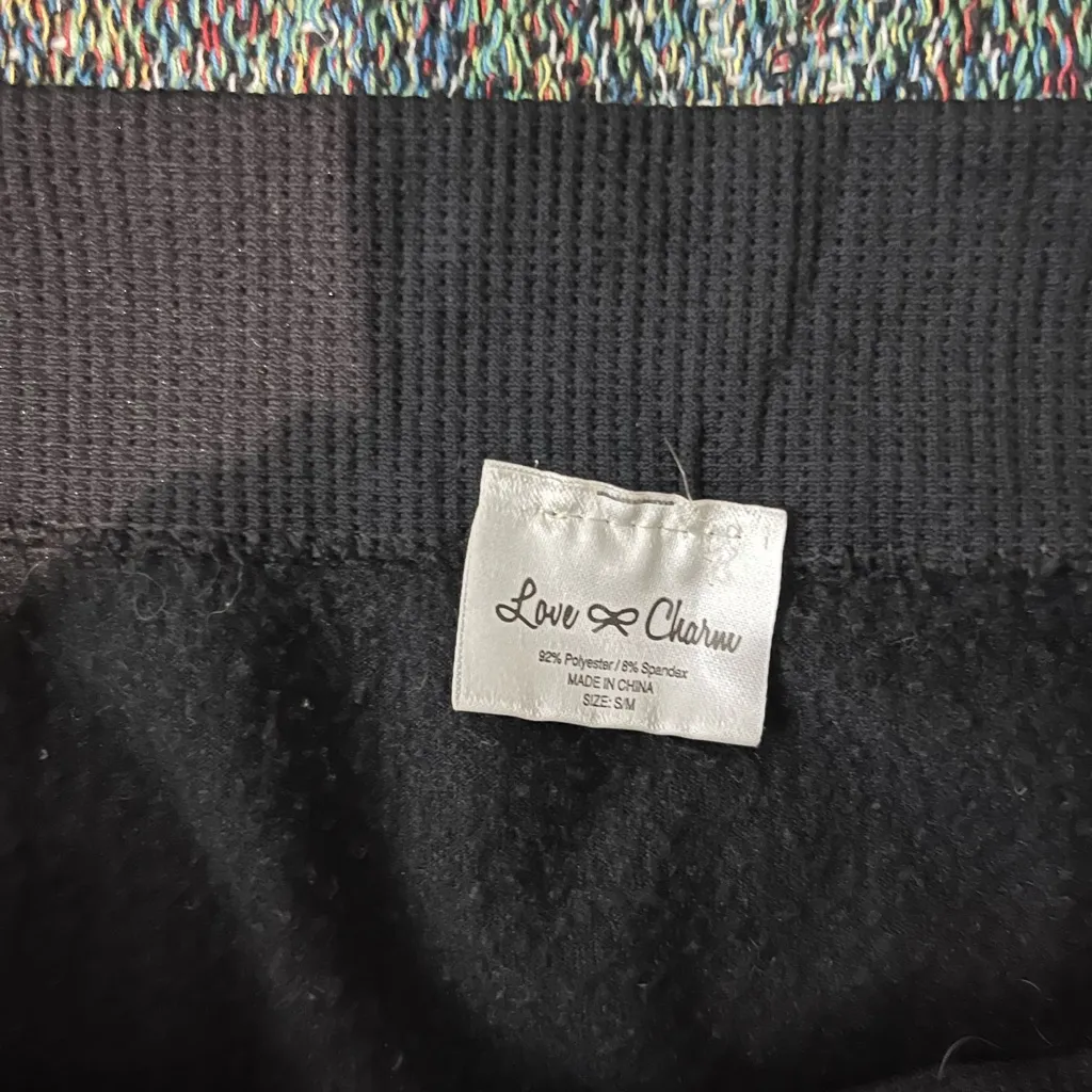 Love Charm Black Slim Fit Stretch Leggings Yoga Pants Tights High Waist SZ S/M - Image 13