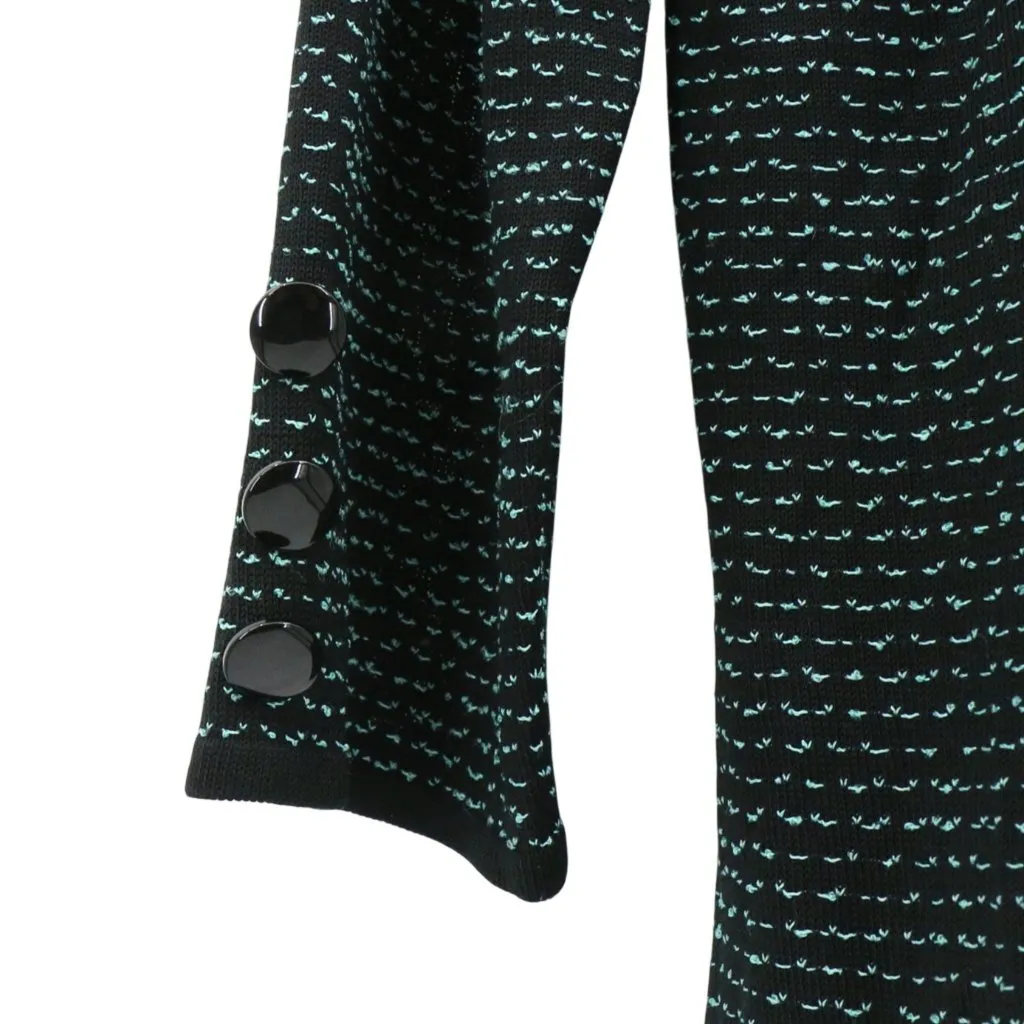 Ming Wang Lined Mint Green Black Textured Knit Jacket 0X - Image 2