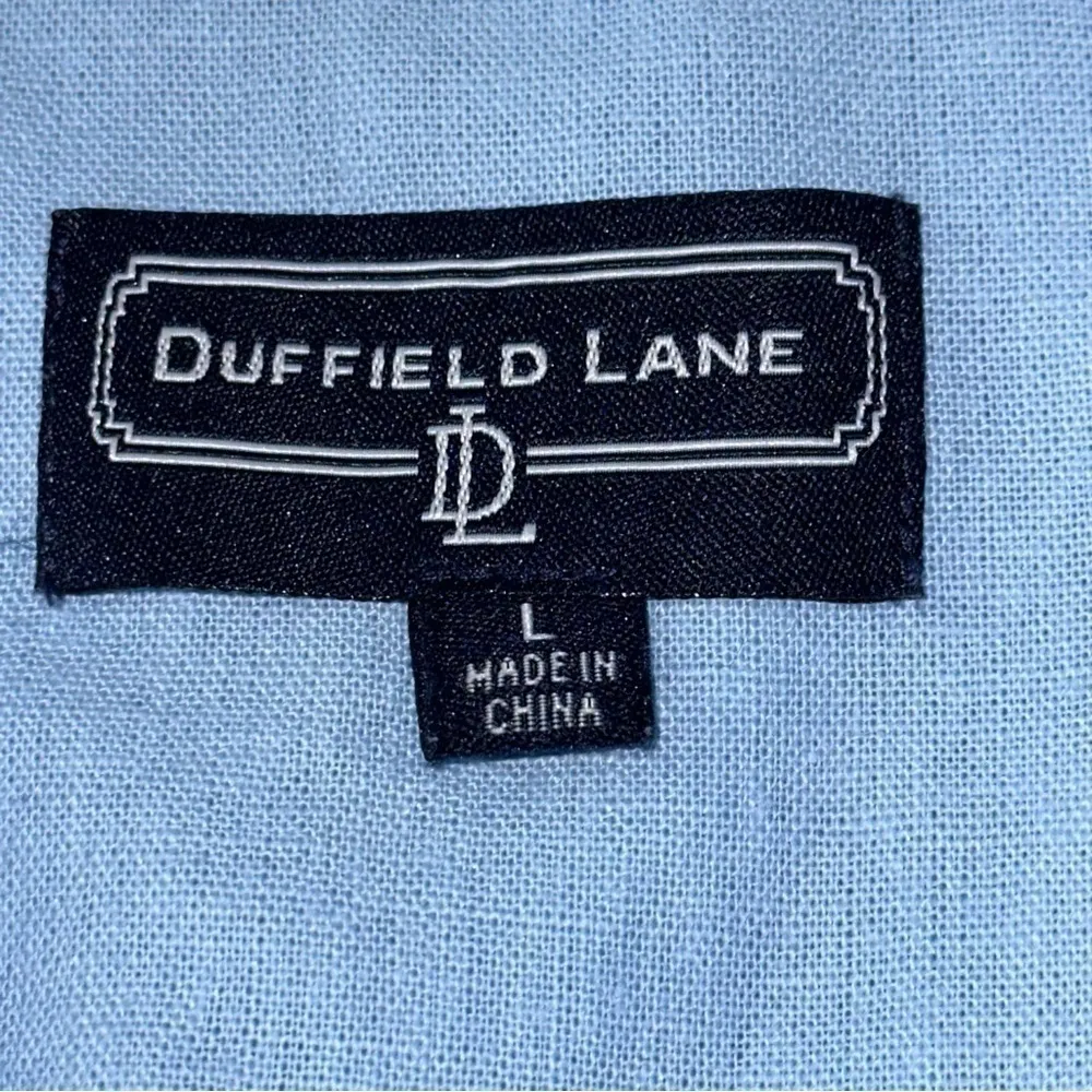 Duffield Lane Women’s Size L Chambray Blue White Linen Cotton Henley Dress Size L - Image 6