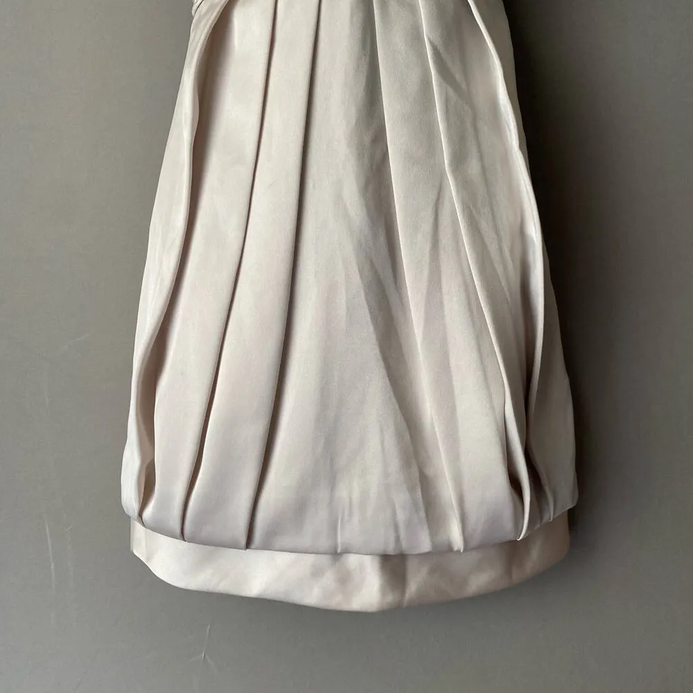 BCBG Maxazria‎ sz 0 beige sleeveless pleated mini cocktail dress - Image 3