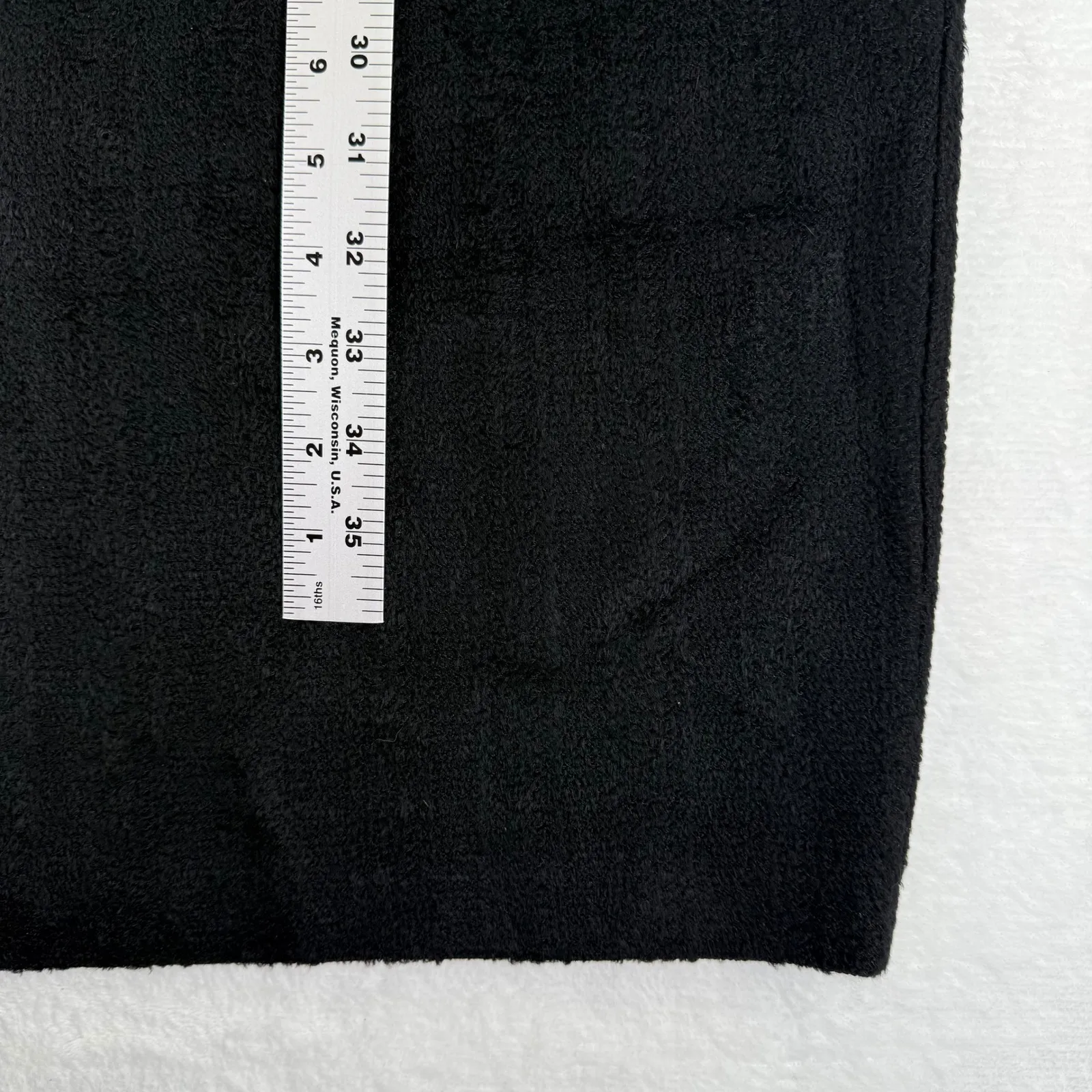 ST JOHN COLLECTION BY MARIE GRAY Black Textured Sheath Dress With Fur Trim Sz 8 - Image 4